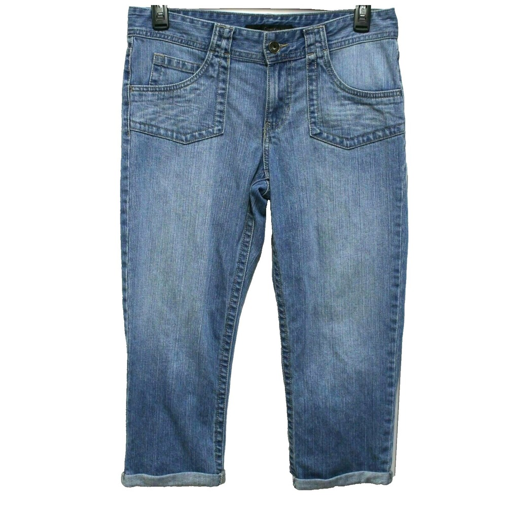 Calvin Klein Women Jeans Size 10 Capris 34x22 Cotton Cropped Cuffed Denim Blue
